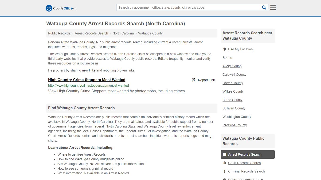 Arrest Records Search - Watauga County, NC (Arrests ...