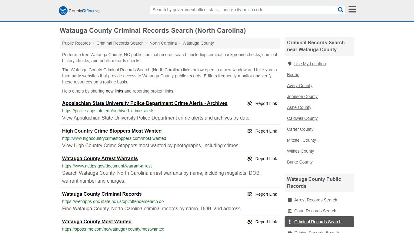 Criminal Records Search - Watauga County, NC (Arrests ...
